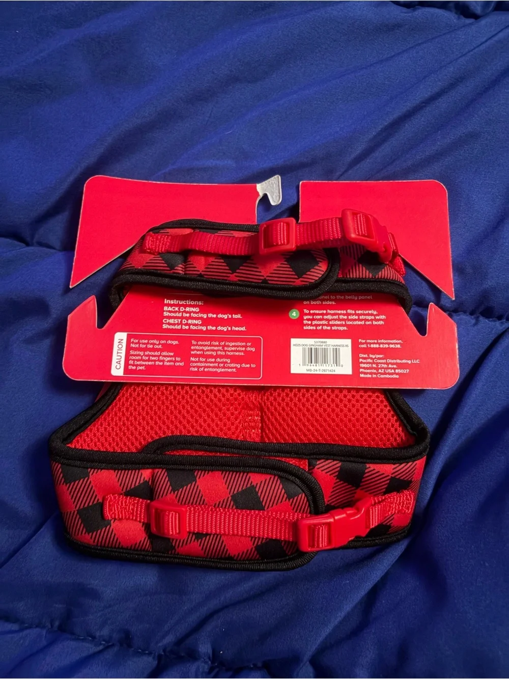 (Xs) Merry & Bright Holiday Plaid Dog Vest Harness